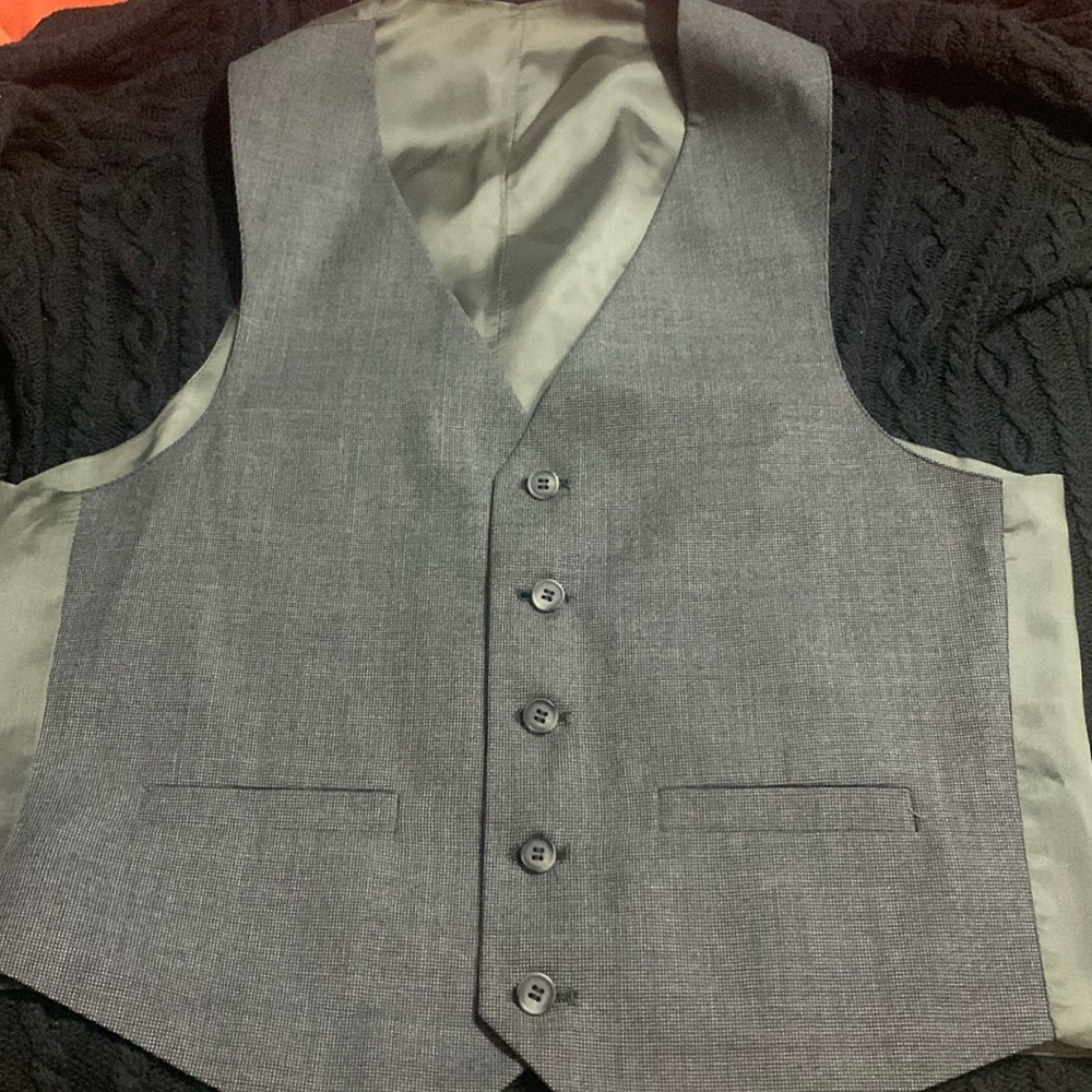Navy and Green dotted vest button front 2 pocket size 36